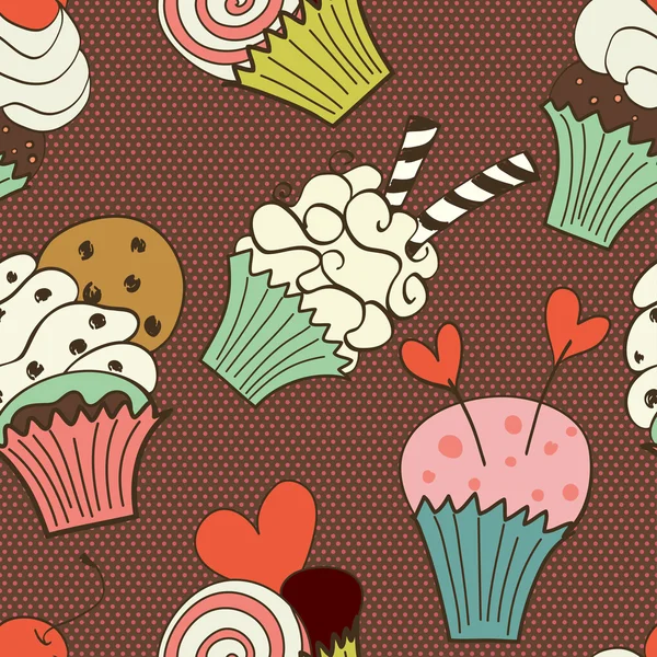 Patrón de cupcakes . — Archivo Imágenes Vectoriales