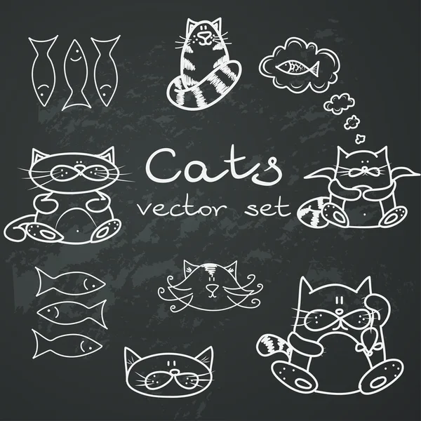 Gatos doodle . — Vetor de Stock