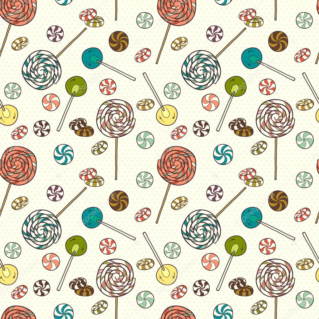 Doodle lollipops pattern.