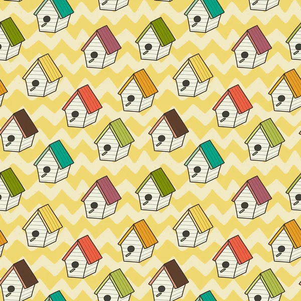 Birdhouses pattern. — Stock Vector