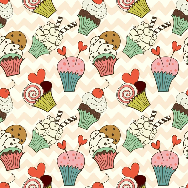 Patrón de cupcakes . — Archivo Imágenes Vectoriales