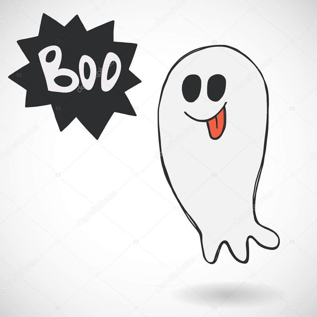 Fantasma De Desenho Animado Diz Boo Ilustração do Vetor