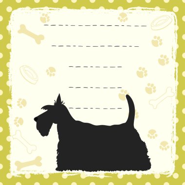 Şirin renkli kart ile karikatür köpek