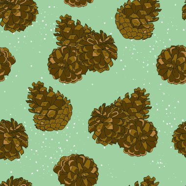 Çam kozalakları ile kış desen.