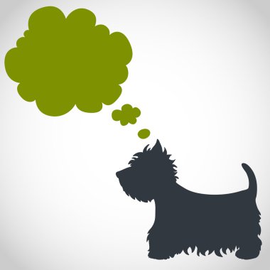 Dog silhouette and speech bubble clipart
