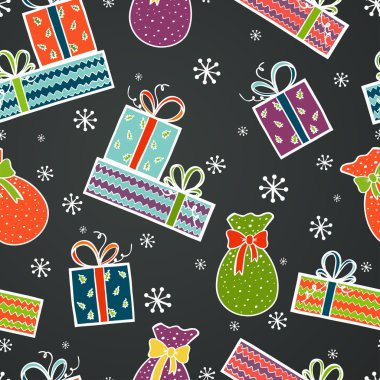 Hediyeler ve kar taneleri ile Seamless Modeli