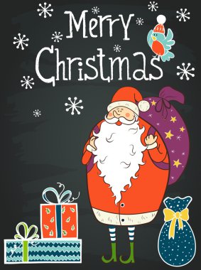 Komik karikatür Noel tebrik kartı