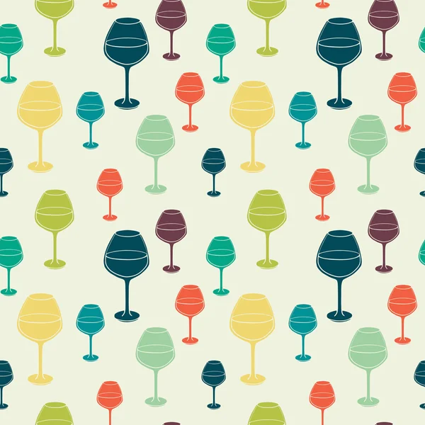 Pattern with colorful wine glass — Stock Vector