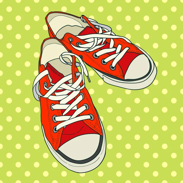 Pair of red sneakers — Stock Vector