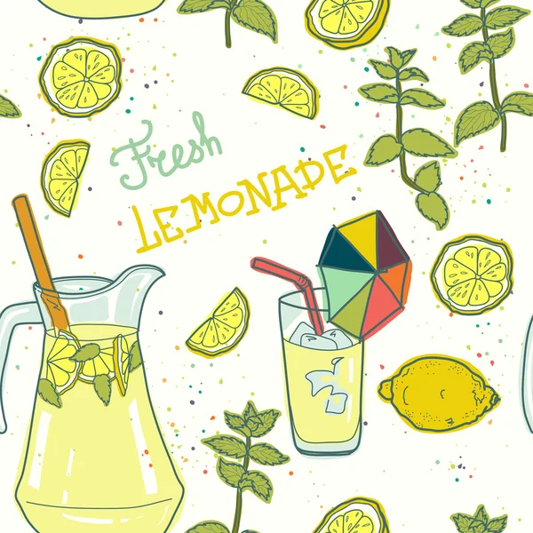 Seamless pattern with lemonade — Stock Vector