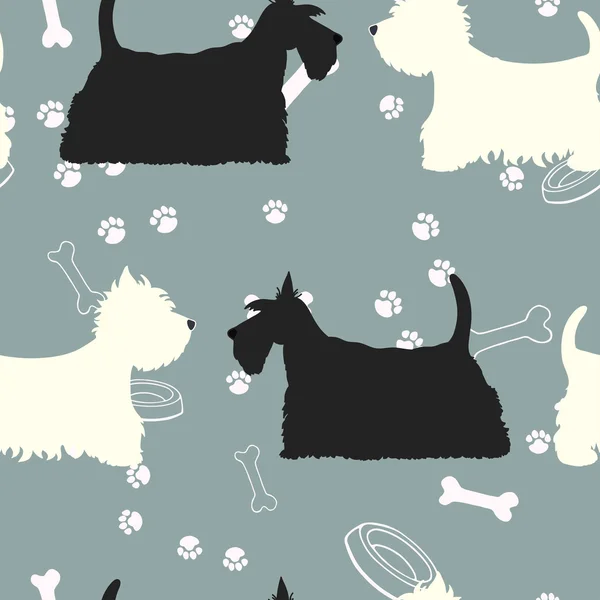 Pattern with dogs silhouettes. — Stock Vector