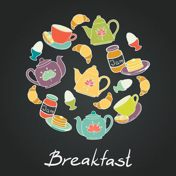 Desayuno con tazas de café — Vector de stock