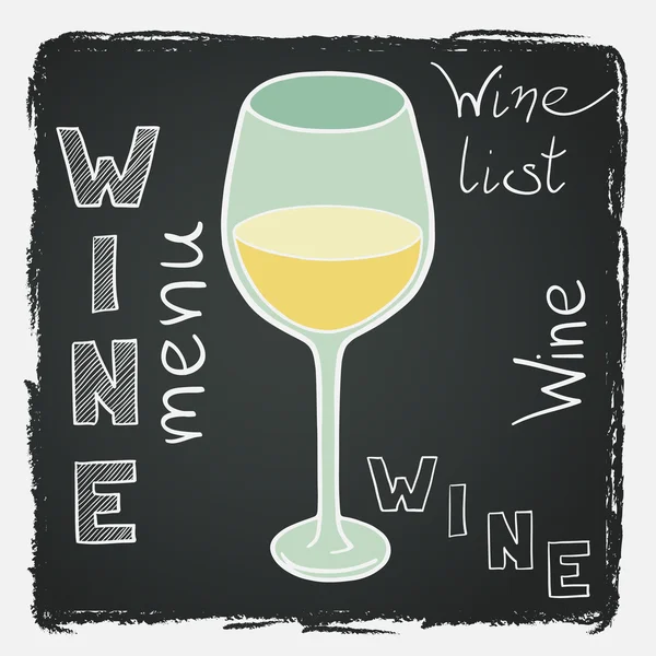 Doodle copa de vino blanco — Vector de stock