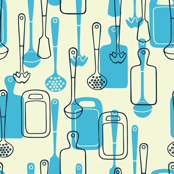 Seamless pattern with kitchen utensils. — Stock Vector