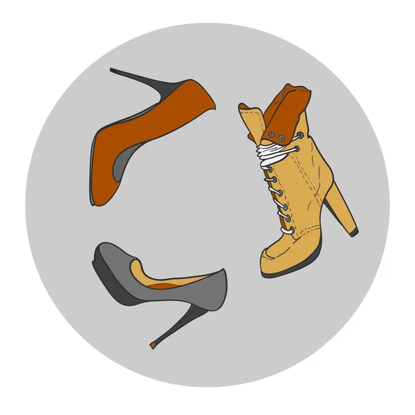 Bosquejo de zapatos de alta colina — Vector de stock