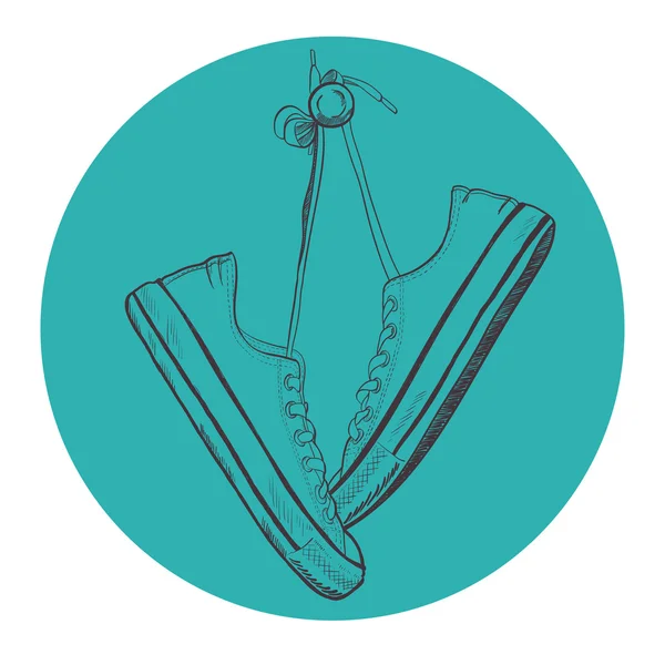 Paar Turnschuhe im Skizzenstil gezeichnet — Stockvektor