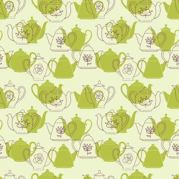 Seamless pattern with tea pots . — Stock Vector