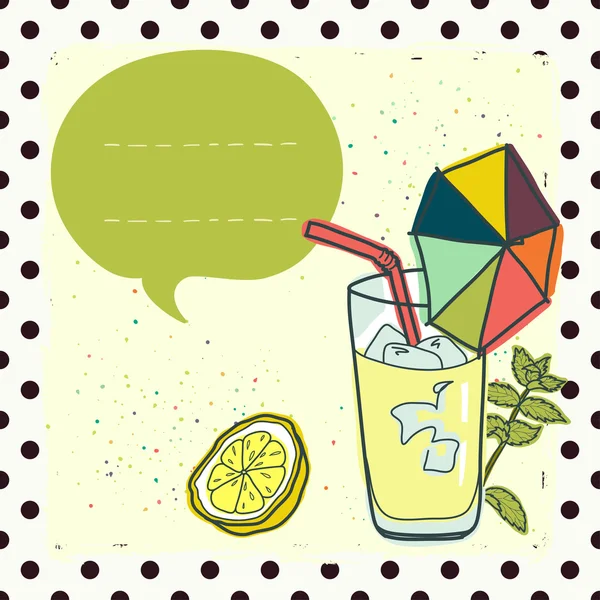 Karte mit Cartoon-Glas Limonade — Stockvektor