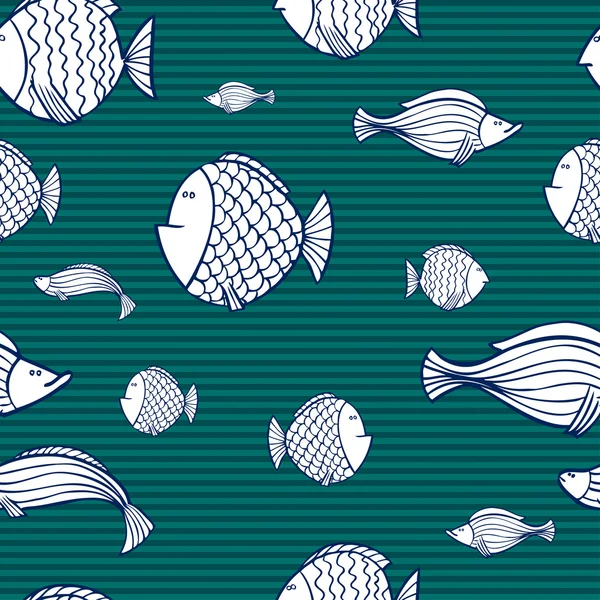 Pattern with cartoon fish — Stock Vector