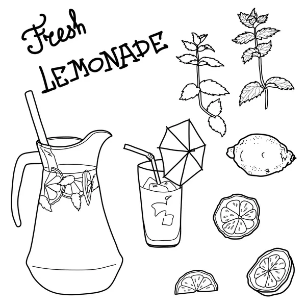 Zomer instellen met limonade — Stockvector