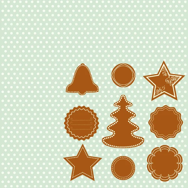 圣诞姜饼形状标签 — 图库矢量图片