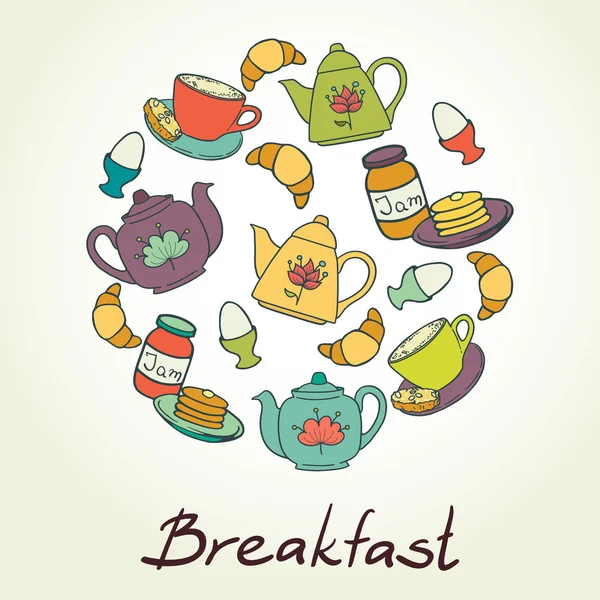 Set de desayuno con café — Vector de stock