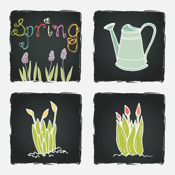Fiori di primavera disegnati a mano — Vettoriale Stock