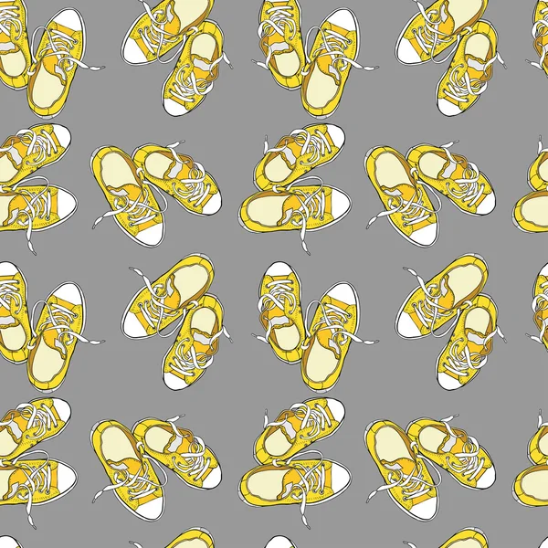 Γελοιογραφία κίτρινο φόντο πάνινα παπούτσια. — Διανυσματικό Αρχείο