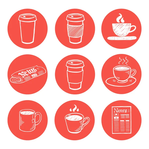 Koffiepauze pictogrammen — Stockvector
