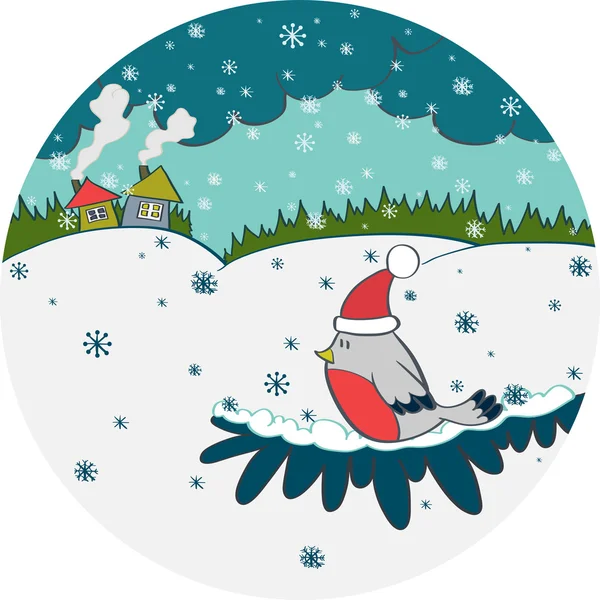 Christmas card with bird — Stock Vector