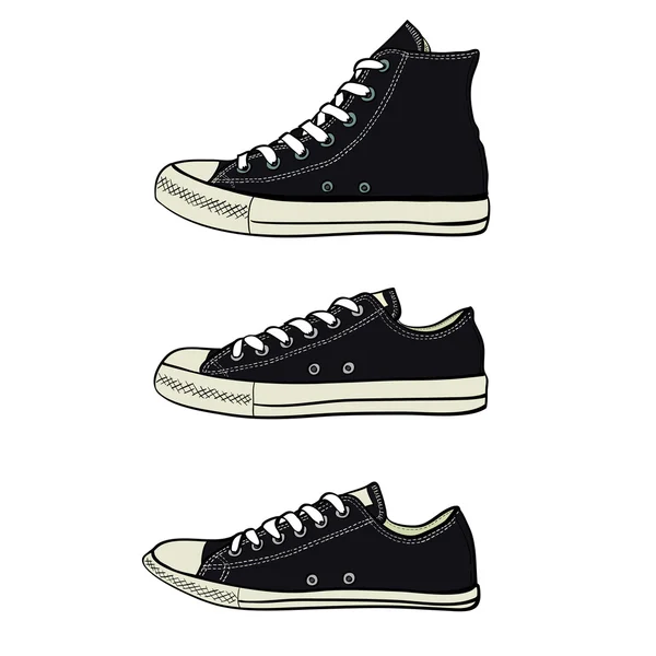 High, low and slim sneakers — Stock Vector