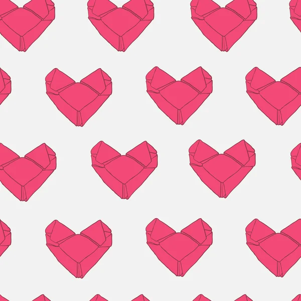 Origami patrón corazones de papel — Vector de stock