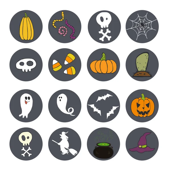 Doodle Halloween pictogrammen — Stockvector