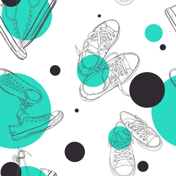 Pairs of sneakers outlines pattern.
