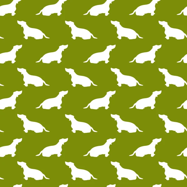 Seamless pattern with dachshund silhouettes — Stock Vector
