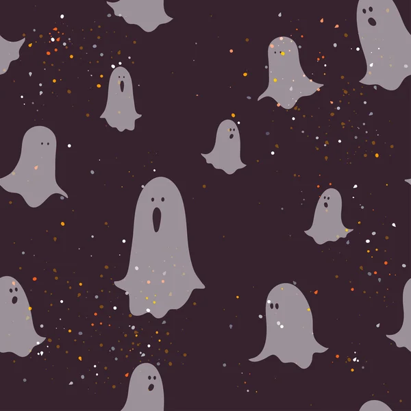 Halloween-Muster mit Cartoon-Geistern. — Stockvektor