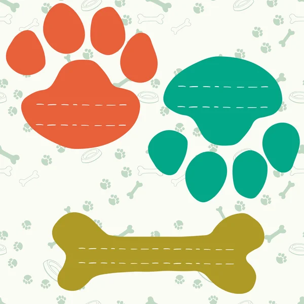 Frames in de vorm van dog's paw print en bot — Stockvector