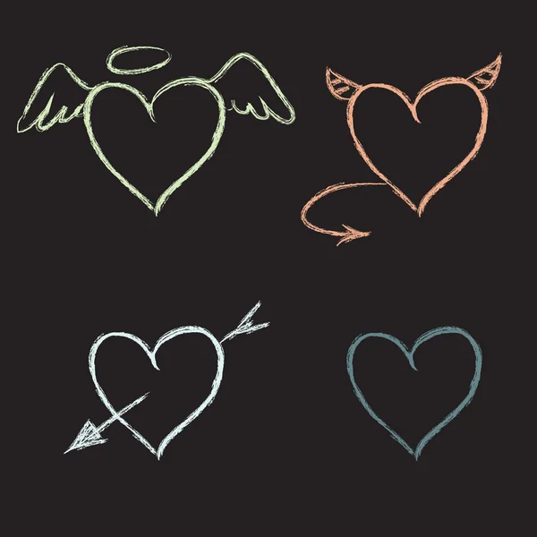 Hand drawn hearts set — Stock Vector