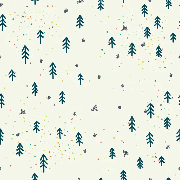 Forest doodle seamless pattern — Stock Vector