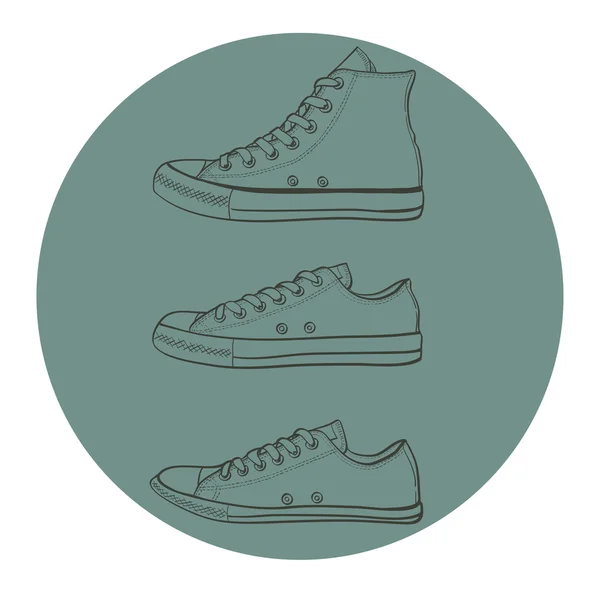 Набор высоких, низких и тонких кроссовок — стоковый вектор