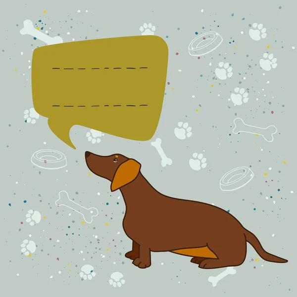 Perro de dibujos animados y burbuja del habla — Vector de stock