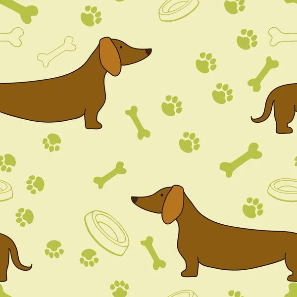 Seamless pattern with cartoon dachshunds — Stock Vector