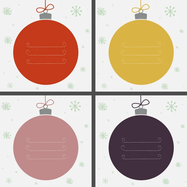 Cuatro adornos de Navidad — Vector de stock