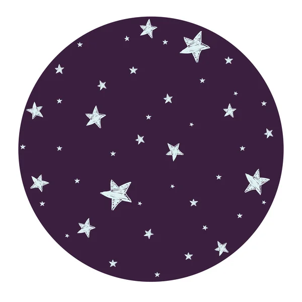 Night sky and stars in circle — Stock Vector