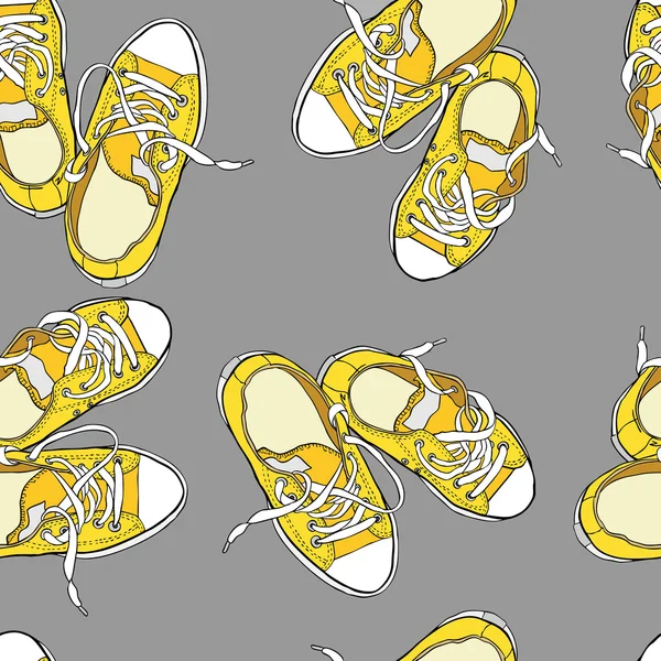 Yellow sneakers pattern. — Stock Vector