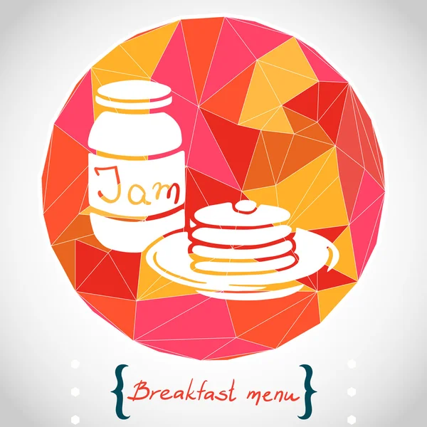 Stack pancakes and jar with jam — Stock Vector