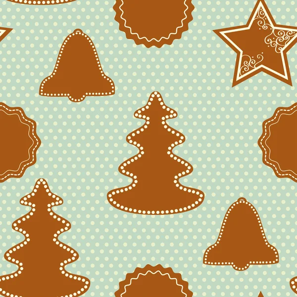 ジンジャーブレッドクッキーとクリスマスパターン — ストックベクタ