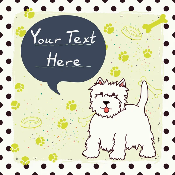 Tarjeta de felicitación con perro de dibujos animados — Vector de stock