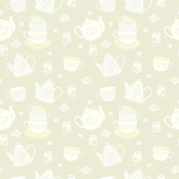 Seamless pattern with tea pots — Stock Vector