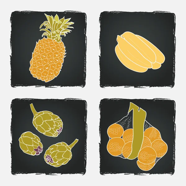 水果和蔬菜的集 — 图库矢量图片